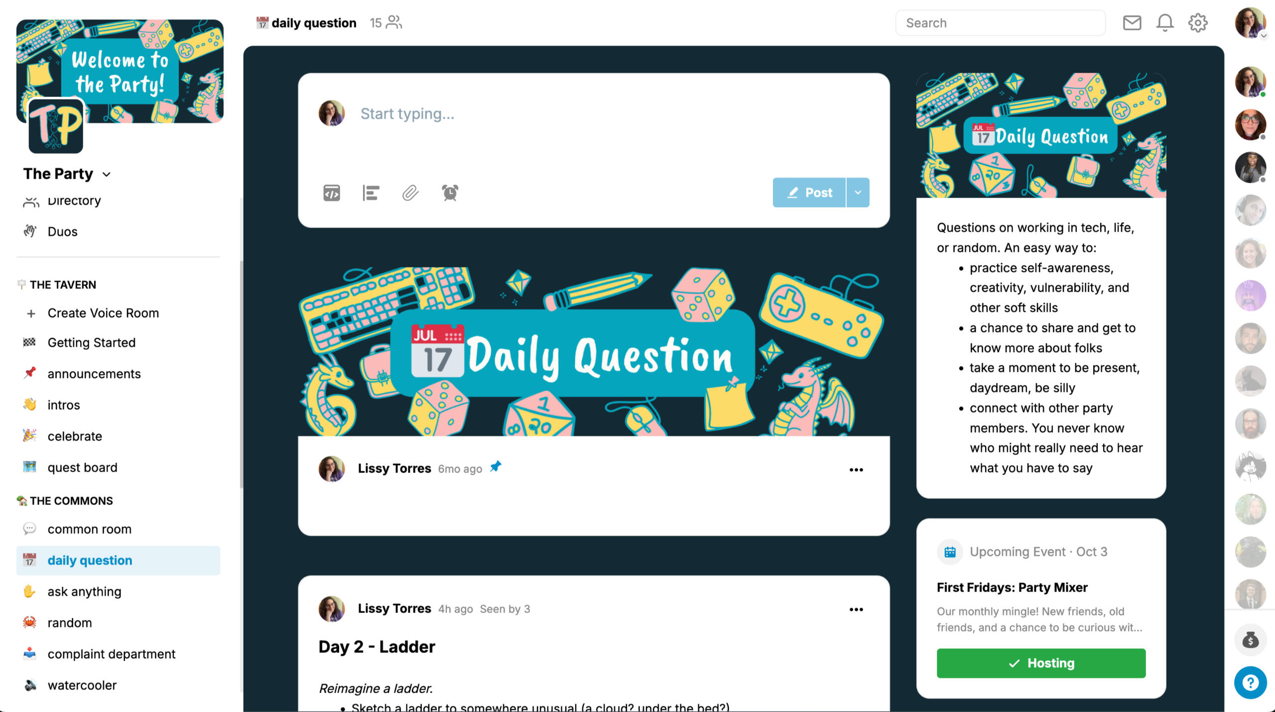 Screenshot of the community platform